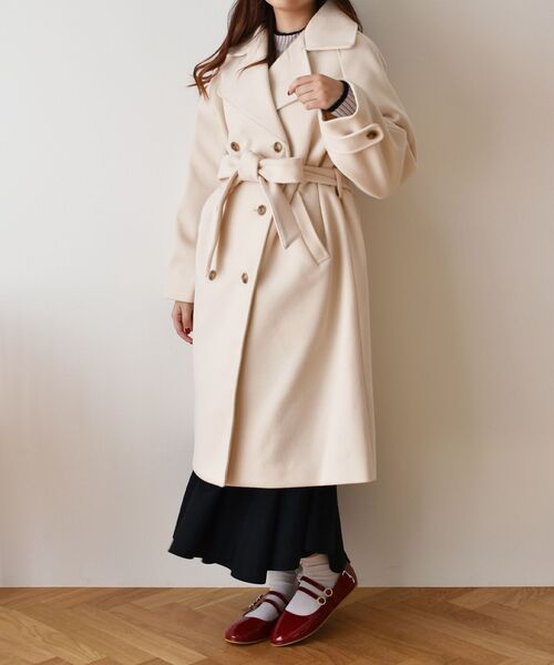 ems excite（エムズエキサイト）の「Wロングコート（その他アウター・レディース・ナチュラル/ライトグレー/ブラック・FREE）」の5枚目の写真