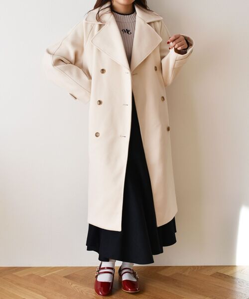 ems excite（エムズエキサイト）の「Wロングコート（その他アウター・レディース・ナチュラル/ライトグレー/ブラック・FREE）」の7枚目の写真