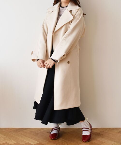 ems excite（エムズエキサイト）の「Wロングコート（その他アウター・レディース・ナチュラル/ライトグレー/ブラック・FREE）」の8枚目の写真