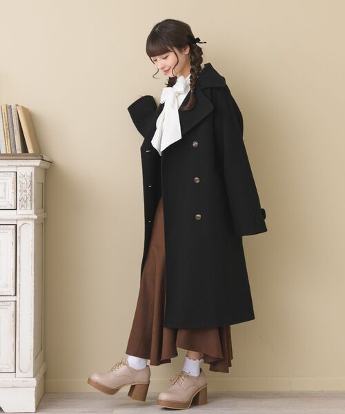 ems excite（エムズエキサイト）の「Wロングコート（その他アウター・レディース・ナチュラル/ライトグレー/ブラック・FREE）」の19枚目の写真