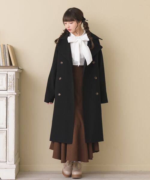 ems excite（エムズエキサイト）の「Wロングコート（その他アウター・レディース・ナチュラル/ライトグレー/ブラック・FREE）」の20枚目の写真