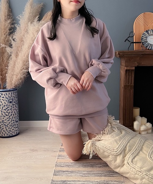 Mysa&Liina(ミーサリーナ)の「【ルームウェア】モックネックワンピ×ショートパンツセット(ルームウェア/パジャマ・レディース・ピンクベージュ/チャコールグレー/ベージュ・M/L)」の5枚目の写真
