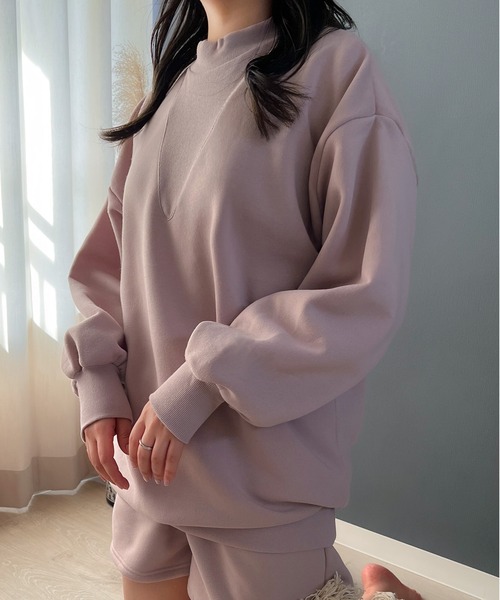 Mysa&Liina(ミーサリーナ)の「【ルームウェア】モックネックワンピ×ショートパンツセット(ルームウェア/パジャマ・レディース・ピンクベージュ/チャコールグレー/ベージュ・M/L)」の6枚目の写真