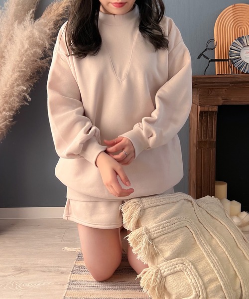 Mysa&Liina(ミーサリーナ)の「【ルームウェア】モックネックワンピ×ショートパンツセット(ルームウェア/パジャマ・レディース・ピンクベージュ/チャコールグレー/ベージュ・M/L)」の13枚目の写真