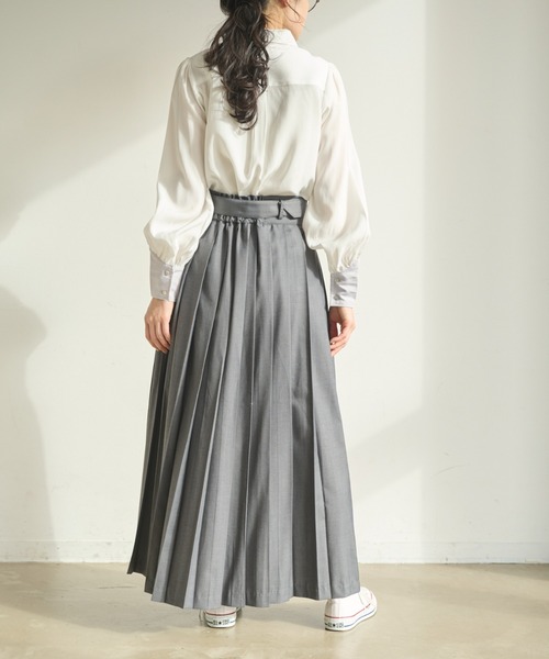 idem（イデム）の「belted pleats skirt/ベルト付プリーツスカート【Sサイズ展開あり】（スカート・レディース・ベージュ/グレー・FREE/SMALL）」の21枚目の写真