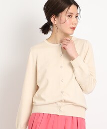 DRESKIP | 【洗える/毛玉になりにくい】ビジュー＆パール調ボタン クルーニットカーディガン(カーディガン/ボレロ)