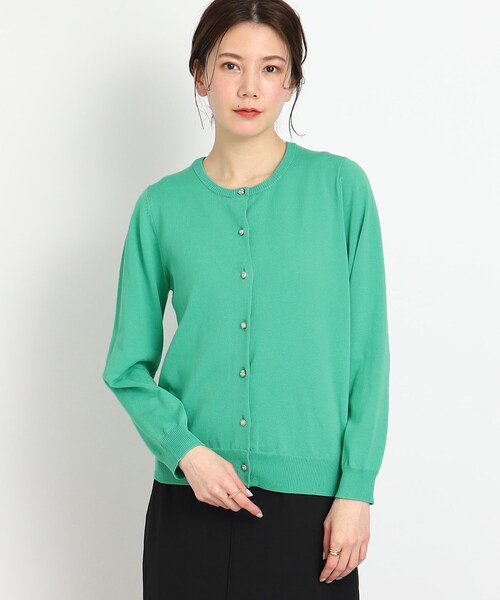 DRESKIP（ドレスキップ）の「◆【洗える/毛玉になりにくい】ビジュー＆パール調ボタン クルーニットカーディガン（カーディガン/ボレロ・レディース・ピンク系/ベージュ/グリーン/ブラック・03/02/04）」の5枚目の写真