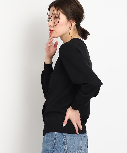 DRESKIP（ドレスキップ）の「◆【洗える/毛玉になりにくい】ビジュー＆パール調ボタン クルーニットカーディガン（カーディガン/ボレロ・レディース・ピンク系/ベージュ/グリーン/ブラック・03/02/04）」の11枚目の写真