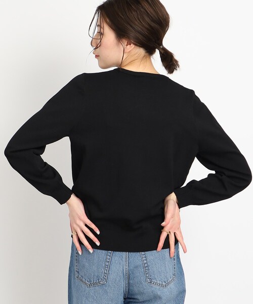 DRESKIP（ドレスキップ）の「◆【洗える/毛玉になりにくい】ビジュー＆パール調ボタン クルーニットカーディガン（カーディガン/ボレロ・レディース・ピンク系/ベージュ/グリーン/ブラック・03/02/04）」の7枚目の写真