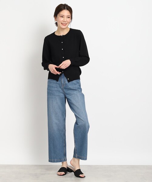 DRESKIP（ドレスキップ）の「◆【洗える/毛玉になりにくい】ビジュー＆パール調ボタン クルーニットカーディガン（カーディガン/ボレロ・レディース・ピンク系/ベージュ/グリーン/ブラック・03/02/04）」の16枚目の写真