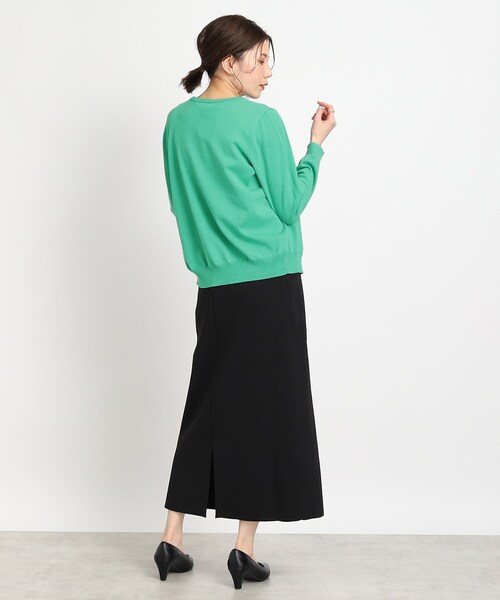 DRESKIP（ドレスキップ）の「◆【洗える/毛玉になりにくい】ビジュー＆パール調ボタン クルーニットカーディガン（カーディガン/ボレロ・レディース・ピンク系/ベージュ/グリーン/ブラック・03/02/04）」の9枚目の写真