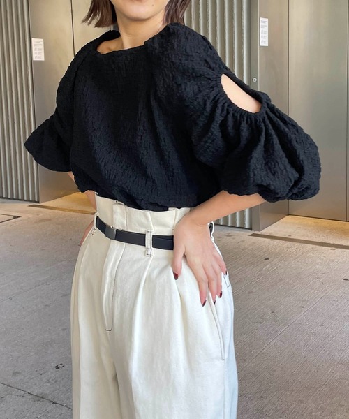 CAPRICIEUX LE'MAGE（カプリシューレマージュ）の「ホールスリーブブラウス（シャツ/ブラウス・レディース・ホワイト/ブラック・FREE）」の3枚目の写真