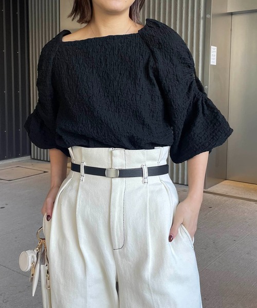 CAPRICIEUX LE'MAGE（カプリシューレマージュ）の「ホールスリーブブラウス（シャツ/ブラウス・レディース・ホワイト/ブラック・FREE）」の5枚目の写真