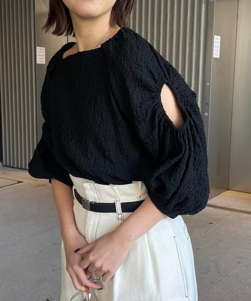 CAPRICIEUX LE'MAGE（カプリシューレマージュ）の「ホールスリーブブラウス（シャツ/ブラウス・レディース・ホワイト/ブラック・FREE）」の6枚目の写真