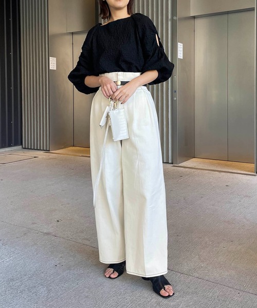 CAPRICIEUX LE'MAGE（カプリシューレマージュ）の「ホールスリーブブラウス（シャツ/ブラウス・レディース・ホワイト/ブラック・FREE）」の7枚目の写真