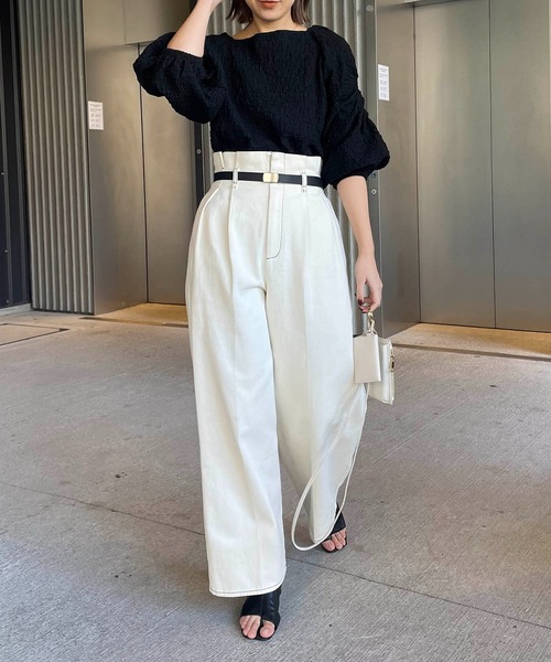 CAPRICIEUX LE'MAGE（カプリシューレマージュ）の「ホールスリーブブラウス（シャツ/ブラウス・レディース・ホワイト/ブラック・FREE）」の8枚目の写真