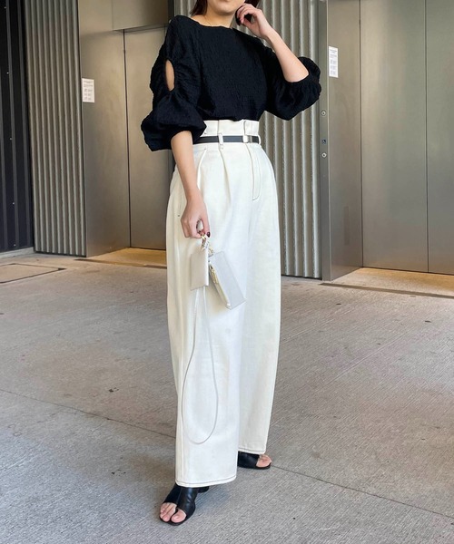 CAPRICIEUX LE'MAGE（カプリシューレマージュ）の「ホールスリーブブラウス（シャツ/ブラウス・レディース・ホワイト/ブラック・FREE）」の9枚目の写真