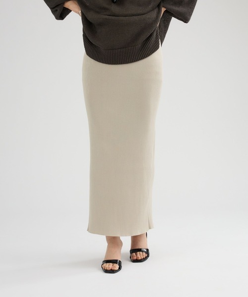 Chaos(カオス)の「Chaos(カオス)/16Gインプレリブニット タイトロングスカート 【セットアップ可】(スカート・レディース・ブラック/セージグリーン/モカ/ライトグレー/イエロー/ブルーグレー/ブルー/その他/パープル/ブラウン/グレー系・FREE)」の5枚目の写真