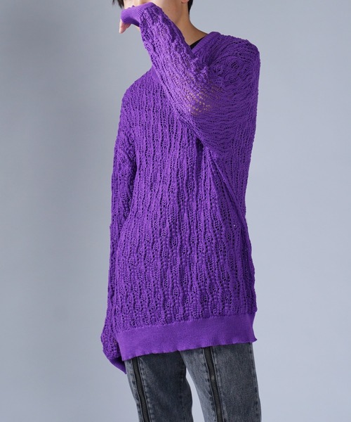 G.O.C(ジーオーシー)の「レース編みルーズプルオーバーニット(ニット/セーター・メンズ・ホワイト/パープル/ブラック/ワイン/チャコールグレー・MEDIUM/LARGE)」の4枚目の写真