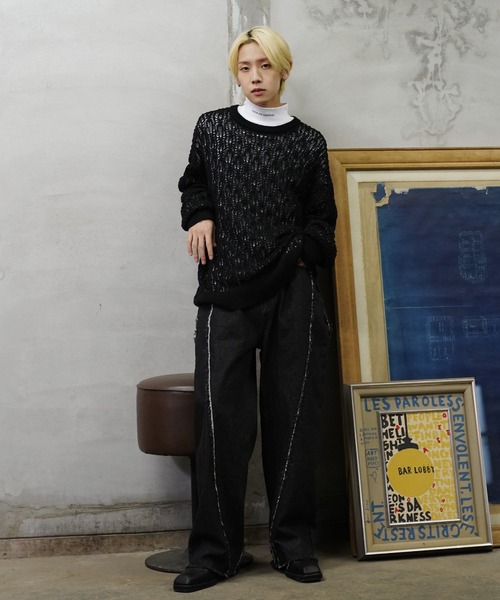 G.O.C(ジーオーシー)の「レース編みルーズプルオーバーニット(ニット/セーター・メンズ・ホワイト/パープル/ブラック/ワイン/チャコールグレー・MEDIUM/LARGE)」の15枚目の写真