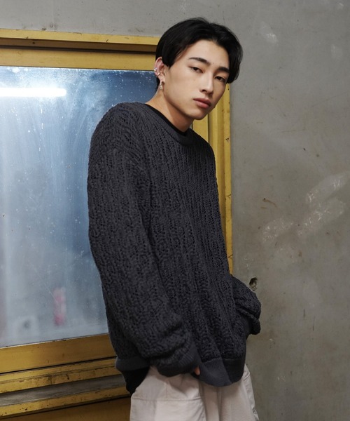 G.O.C(ジーオーシー)の「レース編みルーズプルオーバーニット(ニット/セーター・メンズ・ホワイト/パープル/ブラック/ワイン/チャコールグレー・MEDIUM/LARGE)」の18枚目の写真