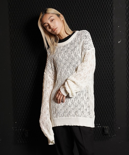 G.O.C(ジーオーシー)の「レース編みルーズプルオーバーニット(ニット/セーター・メンズ・ホワイト/パープル/ブラック/ワイン/チャコールグレー・MEDIUM/LARGE)」の6枚目の写真