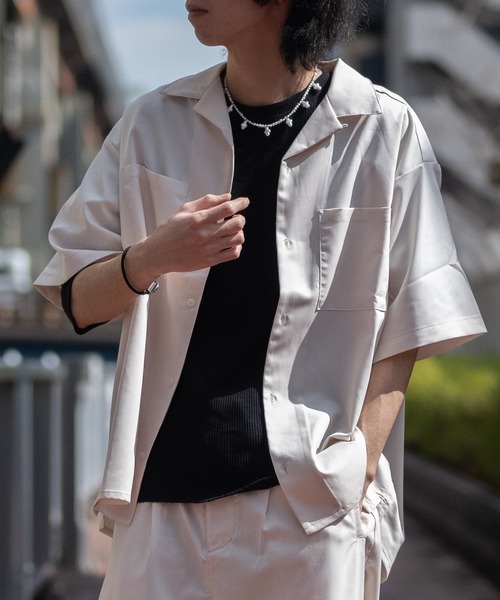 JOHN'S CLOSET(ジョンズクローゼット)の「【i】半袖オープンカラーシャツ(シャツ/ブラウス・メンズ・サックスブルー/ホワイト/ブラック/ベージュ/モカ/グリーン/カーキ・LARGE/MEDIUM/X-LARGE)」の9枚目の写真