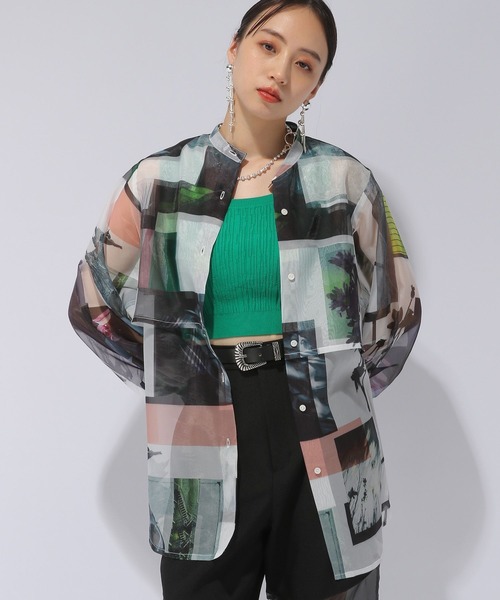 HARE（ハレ）の「フォトコラージュシアーシャツ(HARE)（シャツ/ブラウス・レディース・ホワイト/ブラック・FREE）」の10枚目の写真