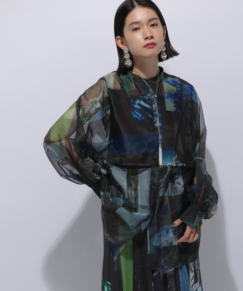 HARE（ハレ）の「フォトコラージュシアーシャツ(HARE)（シャツ/ブラウス・レディース・ホワイト/ブラック・FREE）」の12枚目の写真