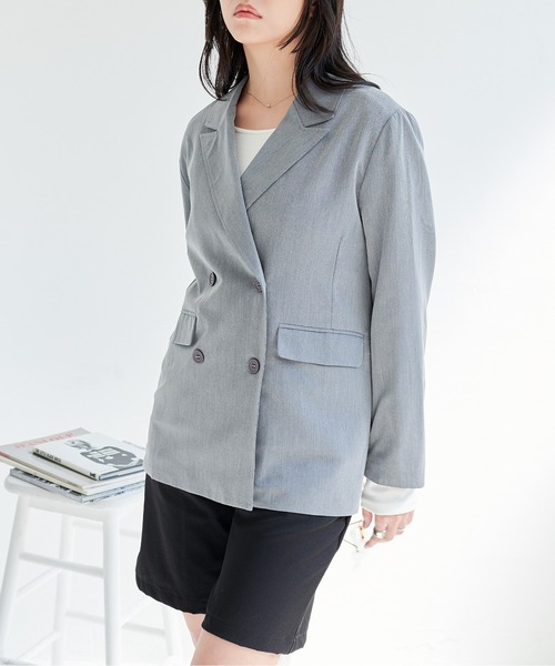 ECRIRE（エクリール）の「【セットアップ対応可能】ダブルテーラードジャケット（テーラードジャケット・レディース・ベージュ/ネイビー/グレー・M/L）」の10枚目の写真