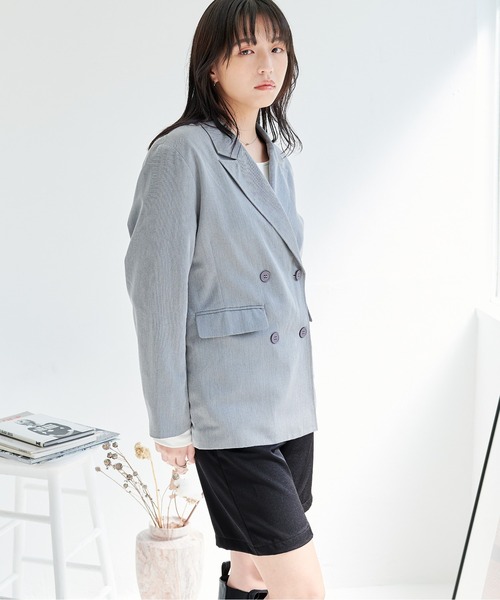 ECRIRE（エクリール）の「【セットアップ対応可能】ダブルテーラードジャケット（テーラードジャケット・レディース・ベージュ/ネイビー/グレー・M/L）」の12枚目の写真