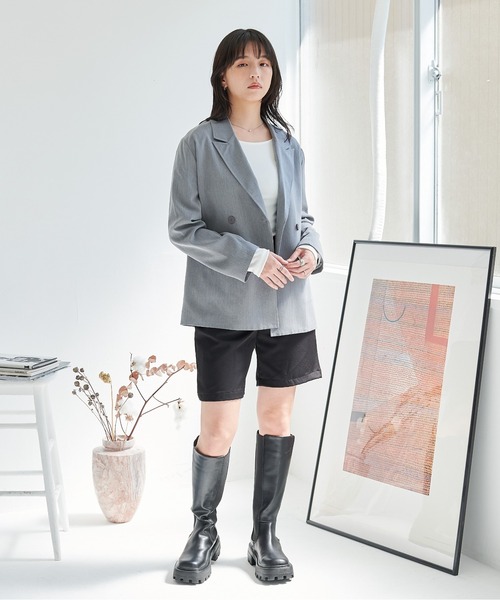 ECRIRE（エクリール）の「【セットアップ対応可能】ダブルテーラードジャケット（テーラードジャケット・レディース・ベージュ/ネイビー/グレー・M/L）」の14枚目の写真