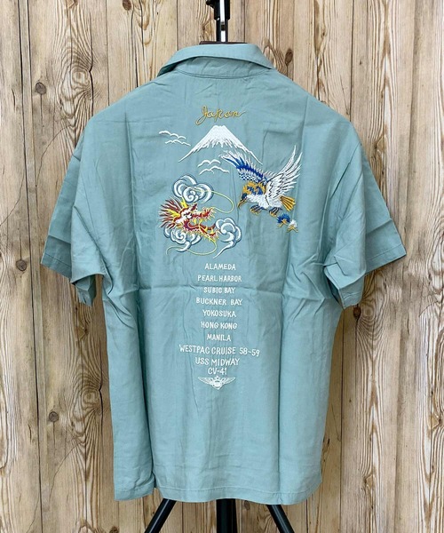AVIREX（アヴィレックス）の「EMB SH JAPAN 半袖シャツ（シャツ/ブラウス・メンズ・ブラック/ベージュ/サックスブルー・L/XL/XXL/M）」の3枚目の写真