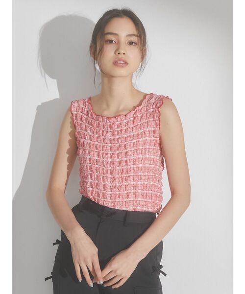 merry jenny（メリージェニー）の「【WEB限定】ruffle check タンクトップ（タンクトップ・レディース・ベージュ/ネイビー/レッド・FREE）」の15枚目の写真