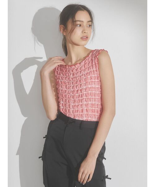 merry jenny（メリージェニー）の「【WEB限定】ruffle check タンクトップ（タンクトップ・レディース・ベージュ/ネイビー/レッド・FREE）」の8枚目の写真