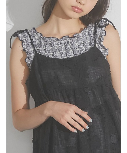 merry jenny（メリージェニー）の「【WEB限定】ruffle check タンクトップ（タンクトップ・レディース・ベージュ/ネイビー/レッド・FREE）」の3枚目の写真