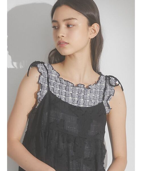 merry jenny（メリージェニー）の「【WEB限定】ruffle check タンクトップ（タンクトップ・レディース・ベージュ/ネイビー/レッド・FREE）」の4枚目の写真