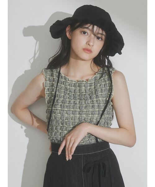 merry jenny（メリージェニー）の「【WEB限定】ruffle check タンクトップ（タンクトップ・レディース・ベージュ/ネイビー/レッド・FREE）」の5枚目の写真