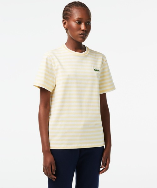 LACOSTE（ラコステ）の「ヘビーウェイト ワイドマリンボーダー半袖Tシャツ（Tシャツ/カットソー・レディース・ブルー系その他/イエロー/ブルー/グリーン・36/34/40/38）」の4枚目の写真