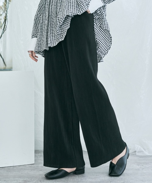 kirakiraShop(キラキラショップ)の「アコーディオンプリーツ ルーズ ワイドパンツ(その他パンツ・レディース・グレー系その他/グリーン/ブラウン/イエロー/チャコール/レッド/パープル/ブラック・FREE)」の2枚目の写真