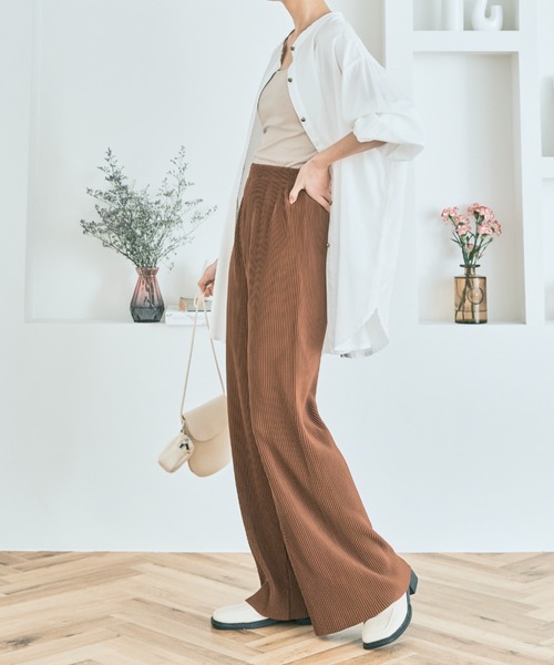 kirakiraShop(キラキラショップ)の「アコーディオンプリーツ ルーズ ワイドパンツ(その他パンツ・レディース・グレー系その他/グリーン/ブラウン/イエロー/チャコール/レッド/パープル/ブラック・FREE)」の22枚目の写真