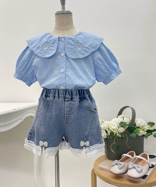 刺繍襟裾ｼｬｰﾘﾝｸﾞﾌﾞﾗｳｽ