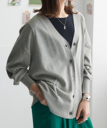 nissen | 洗えるＵＶカット綿１００％Vネックカーディガン（長袖）（オーバーサイズ）(カーディガン/ボレロ)