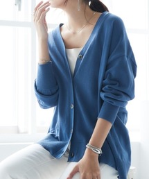 洗えるＵＶカット綿１００％Vネックカーディガン（長袖）（オーバーサイズ）