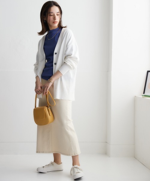 nissen（ニッセン）の「洗えるＵＶカット綿１００％Vネックカーディガン（長袖）（オーバーサイズ）（カーディガン/ボレロ・レディース・ピンク系/杢グレー/ブラック/オフホワイト/ブルー/グレイッシュベージュ・S～Ｍ/L～LL）」の8枚目の写真