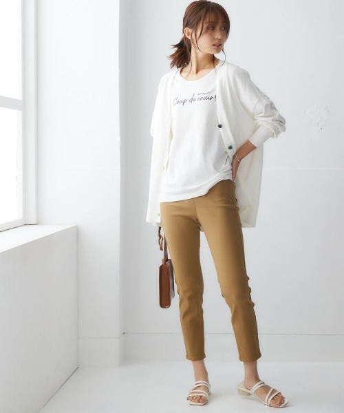 nissen（ニッセン）の「洗えるＵＶカット綿１００％Vネックカーディガン（長袖）（オーバーサイズ）（カーディガン/ボレロ・レディース・ピンク系/杢グレー/ブラック/オフホワイト/ブルー/グレイッシュベージュ・S～Ｍ/L～LL）」の10枚目の写真