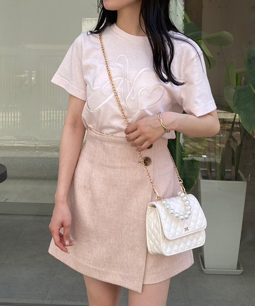 one after another NICE CLAUP（ワンアフターアナザーナイスクラップ）の「イニシャルロゴ刺繍Tee（Tシャツ/カットソー・レディース・ブラック系その他/アイボリー/ピンク・FREE）」の15枚目の写真