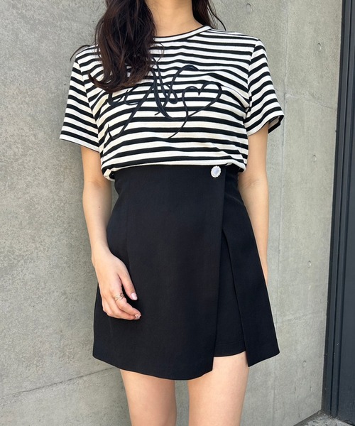 one after another NICE CLAUP（ワンアフターアナザーナイスクラップ）の「イニシャルロゴ刺繍Tee（Tシャツ/カットソー・レディース・ブラック系その他/アイボリー/ピンク・FREE）」の8枚目の写真