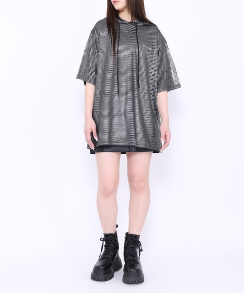 Figments(フィグメンツ)の「メタリックメッシュトップ(Tシャツ/カットソー・レディース・ホワイト/ブラック・SMALL/MEDIUM)」の7枚目の写真