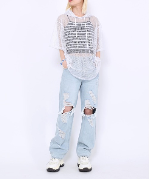 Figments(フィグメンツ)の「メタリックメッシュトップ(Tシャツ/カットソー・レディース・ホワイト/ブラック・SMALL/MEDIUM)」の10枚目の写真